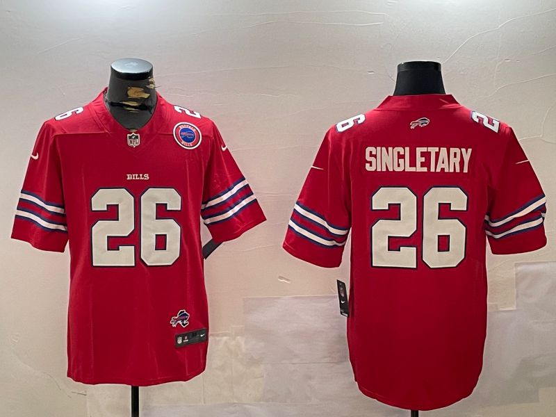 Men Buffalo Bills #26 Singletary Red Second generation 2024 Nike Limited NFL Jersey style 3